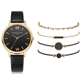 Relógio Feminino Estilo Trendy<br>[Ganhe 4 pulseiras]