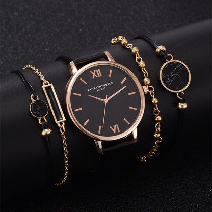 Relógio Feminino Estilo Trendy<br>[Ganhe 4 pulseiras]