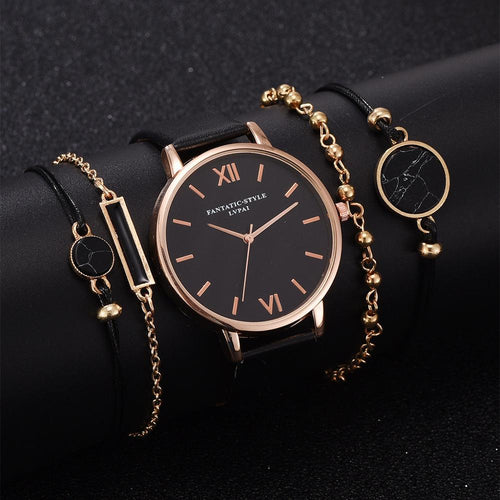 Relógio Feminino Estilo Trendy<br>[Ganhe 4 pulseiras]