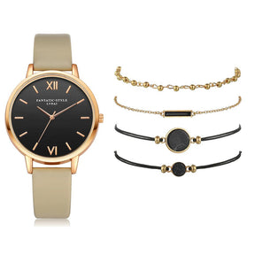 Relógio Feminino Estilo Trendy<br>[Ganhe 4 pulseiras]