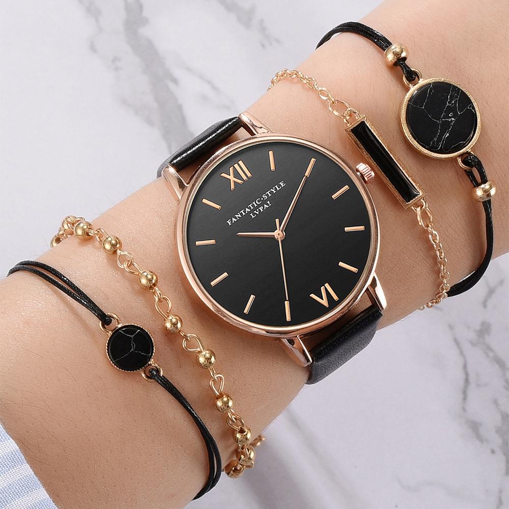 Relógio Feminino Estilo Trendy<br>[Ganhe 4 pulseiras]
