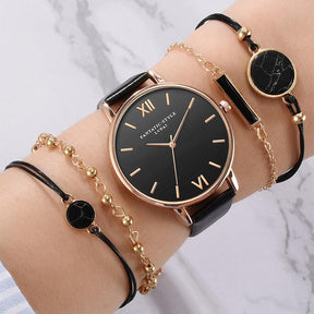 Relógio Feminino Estilo Trendy<br>[Ganhe 4 pulseiras]