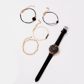 Relógio Feminino Estilo Trendy<br>[Ganhe 4 pulseiras]