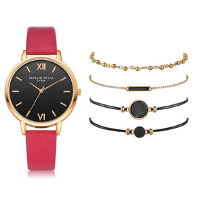 Relógio Feminino Estilo Trendy<br>[Ganhe 4 pulseiras]